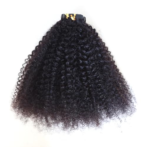 ZigZag Hair Afro Kinky Curly Tape in Extensions Human Hair 40pcs 100g 4B 4C Brazilian Virgin Human Hair Skin Weft Tape Hair Extensions (12inch, 4B 4C)