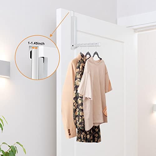 Over The Door Hooks Hanger,Foldable Over Door Drying Laundry Rack Hooks for Hanging Clothes with 6 Groves Over Door Towel Racks for Clothes,Coat, Behind Back Bathroom, Bag and Robe 2 PCS (White) - Image 5