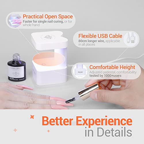 modelones Gel Nail Polish Primer, Acid Free Natural Nail Prep Dehydrate & Bond Primer with Mini U V LED Nail Lamp - Image 9