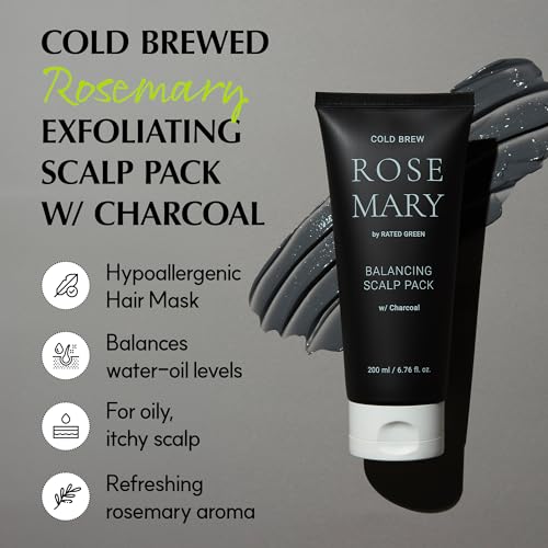 RATED GREEN COLD BREW Rosemary Balancing Scalp Pack w/Charcoal | Korean Hair Care Hair Conditioning Mask | Deep Conditioning Hair Mask for Dry Damaged Hair | Hydrating Hair Mask, 6.76 Fl. Oz - Image 3