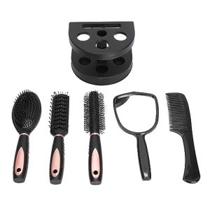5-Piece Hair Comb and Brush Set with Mirror and Stand for Wet/Dry Hair Care