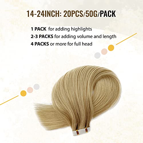 Smavida 20 Inch 9A Brazilian Human Hair Balayage Tape-In Extensions Ash Blonde to Light Blonde Mix - Image 4
