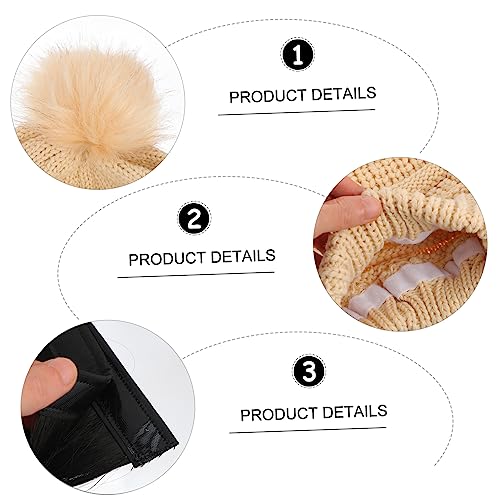 3 Sets Detachable Curly Human Hair Wigs with Winter Hat Ponytail Design - Image 9