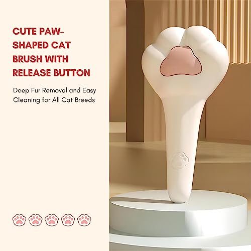 Cute Paw-Shaped Cat Brush with Release Button Deep Fur Removal and Easy Cleaning for All Cat Breeds - Image 2