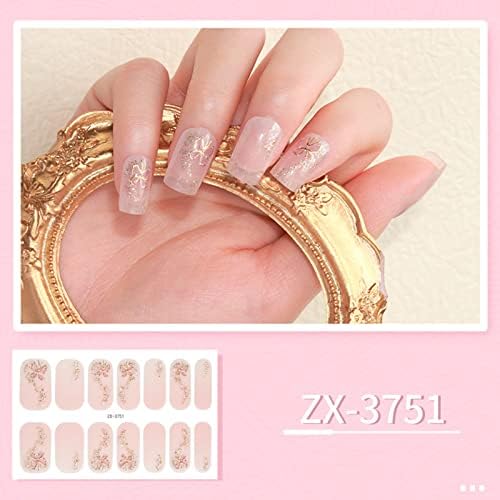 14 Pieces/Sheet Nails Polish Strips for Women Self-Adhesive Warm Color Nails Polish Sticker Full Nail Wraps for Nail Art - Image 4