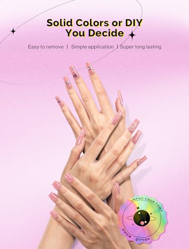 MelodySusie Semi Cured Gel Nail Strips, Rose Pink- Works with Any Nail Lamps, Salon-Quality, Long Lasting, Easy to Apply - Includes 30Pcs, Free 5D Stickers, 2 Prep Pads, Nail File & Wooden Stick - Image 4