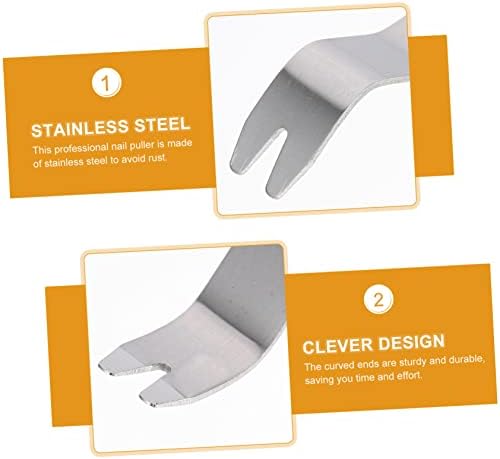 4pcs Stainless Steel Pry Board Car Tool Roof Snake Tool Carpenter Hand Puller Wrecking Bar Nail Remover Carpenter Tools Car Tools Paver Extractor Tool Metal Rubber Buckle - Image 7