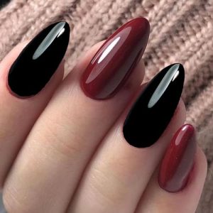 GLAMERMAID Black Almond Press on Nails Kit Reusable Medium Oval Tips