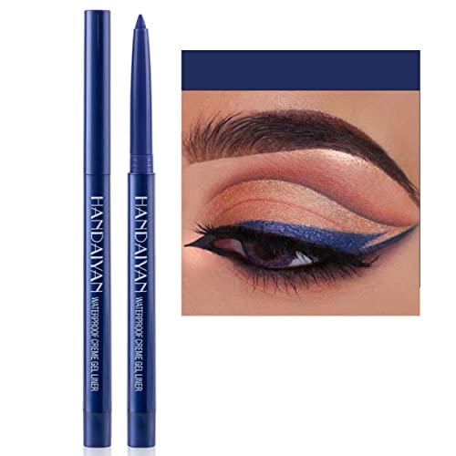 eyeliner pencil waterproof retractable eyeliner creamy pigmented smudge proof eye liner pen shimmer Dark Blue