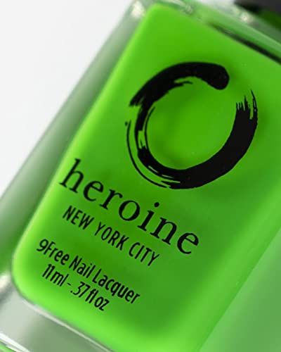 heroine.nyc neon green nail polish - Cruelty-Free, Vegan and Non-Toxic (9-free) Formula - .37 fl. oz. (11 ml) - neon green, 1 bottle - TOXIC TREAT (Green) - Image 4