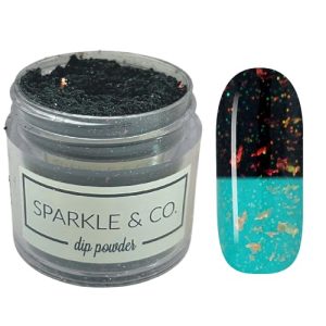 Sparkle & Co. Dip Powders – Secret Menu: Where Oceans Collide (Ocean Blue to Dark Blue with Iridescent Flake/Glitter) 1 Ounce Dipping Powder Jar For Manicure DIY Summer Shade, No Lamp Needed