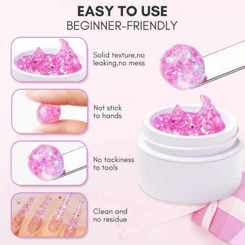 Makartt 15ml Solid Builder Gel Nail Polish with Glitter for Extensions and 3D Carving - Image 4