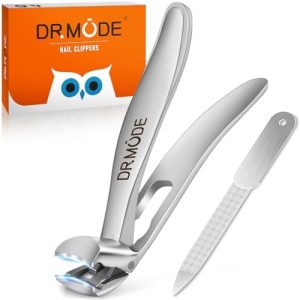 Nail Clippers for Seniors Thick Nails, DRMODE Angled Head Ergonomic Toenail Clippers with Wide Opening, Precision Large Finger Nail Clipper with Catcher Heavy Duty Nail Cutter Trimmer for Men Women