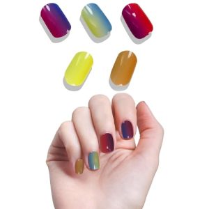 Semi Cured Gel Nail Strips Includes Prep Pads, Nail File & Wood Stick Easy Application & Removal 20pcs In Different Sizes Long-Lasting With UV Lamp Needed DIY Nail Art