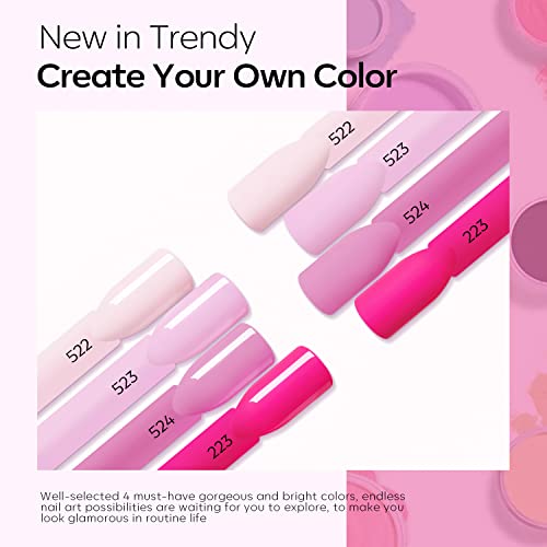 Modelones Dip Powder Nail Kit Starter, 4 Colors Hot Pink Summer Bright Dipping Powder Essential Liquid Set with Base Top Coat Activator French Nail Art Manicure DIY Salon Kit Gift - Image 4