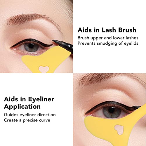 Eyeliner Stencils, Reusable Silicone Eyeliner Aid Mascara Shield Eyeliner Aid Silicone Eye Makeup Tool with Cream Applicator for Eye Shadow Mascara Drawing(A-1) - Image 8