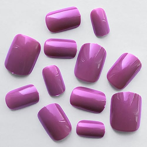 240pcs Short Press on Nails Grape Full Cover Short Square Fake Nails Glossy Acrylic Artificial False Nail Tips with 5 Sheets Adhesive Glue Tabs for Women and Girls - Image 4