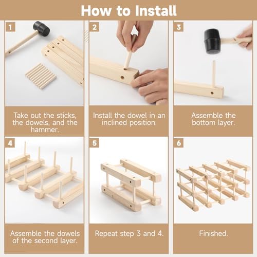 12-Bottle Wooden Countertop Wine Rack for Home Kitchen Restaurant Bar - Image 5