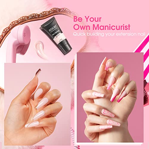 ROSALIND Pink Poly Nail Gel, 60ml Soft Pink Poly Extension Gel for Nail Natural Builder Nail Gel Pink Color, Light Pink Poly Extension Nail Decoration Long-Lasting Poly Nail Enhancement Gel - Image 3