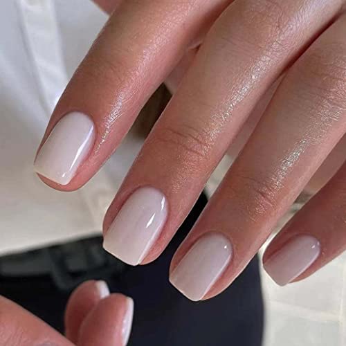KQueenest 24 Pcs Short White Solid Color Reusable Acrylic Press-On Nail Kit - Image 3