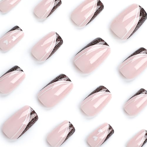 Glossy Caramel Brown Almond Ombre Press On Nails Kit, 24 Piece Acrylic Design - Image 8