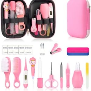 19-Piece Pink Baby Healthcare Grooming Kit for Newborns and Toddlers Safety Set