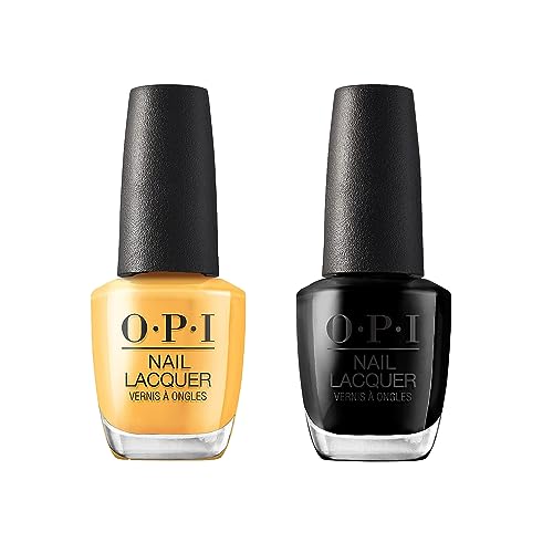 Bundle of OPI Nail Lacquer, Marigolden Hour + OPI Nail Lacquer, Black Onyx, Pittsburgh, 0.5 fl oz