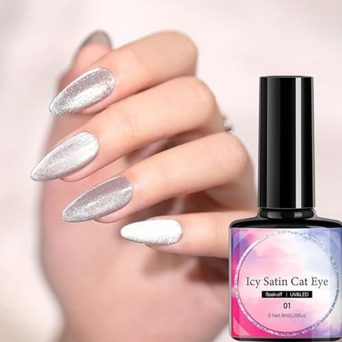Glitter Cat Eye Gel Nail Polish Set 6 Piece Rainbow Pastel Magnetic Soak Off UV Kit - Image 3