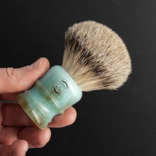 Lather & Wood 100% Badger Shaving Brush Blue Agate Resin Handle - Image 4