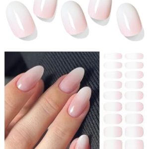 Semi Cured Gel Nail Strips (Gradient Pink)-20 PCS Gel Nail Stickers | UV Light Required | Gel Nail Wraps, Salon Quality & Easy to Use
