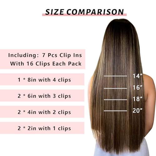 18 Inch Honey Blonde Highlights Seamless Clip-in Human Hair Extensions 110g 7 Piece Set - Image 6