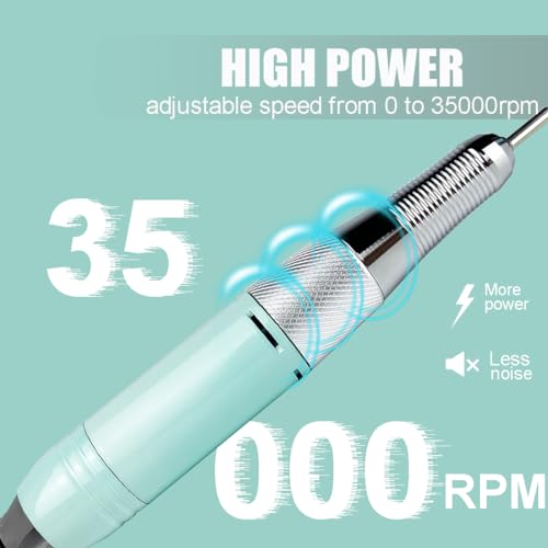 Electric Nail Drill Machine,Lumcrissy Portable Rechargeable 35000 RPM Electric Nail File E-File ,Electric Acrylic Nail Tools ,Polishing,Nail Removing (Light Green) - Image 2