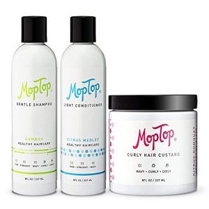 MopTop Curly Hair Routine, Gentle Shampoo + Light Conditioner + Curly Hair Gel for Curly, Wavy, and Coily Hair, Color Safe, Moisturizing Womens Hair Care