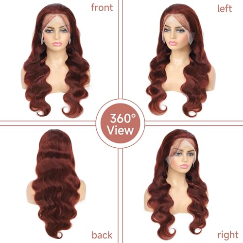 26 Inch Reddish Brown Lace Front Wigs Human Hair 180% Density Body Wave Reddish Brown Wig Human Hair Auburn Lace Front Wigs Human Hair Colored Copper Red 13x4 HD Lace Frontal Wigs Human Hair - Image 6