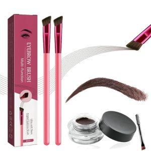 Anjoize Eyebrow Pen, Anjoize 4D Laminated Brow Grooming Kit, Anjoize Eyebrow Brush, 4D Laminated Brow Starter Kit, 4D Hair Stroke Brow Stamp Brush with Waterproof Eyebrow Gel (Walnut)