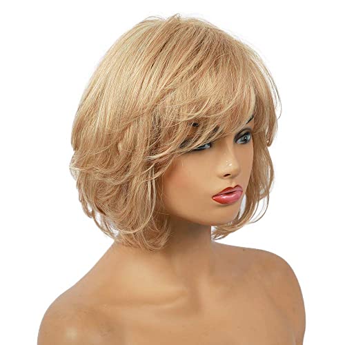 EMMOR Blonde Human Hair Wigs for Women Mixed Healthy Synthetic Fiber Layered Wig With Side Part,Softer/Finer/Lightweight Natural Daily Use (Color 30/613) - Image 3