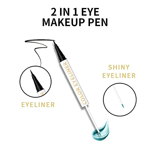 2-Piece Waterproof Eyeliner Set Black and Metallic Liquid Eye Makeup - Image 3