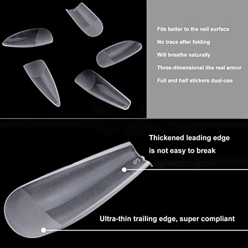 Coffin Nails Long Fake Nails Clear Acrylic Nails Coffin Shaped Ballerina Nails Tips 96pcs Full Cover False Nails Artificial Nails with Case for Nail Salons and DIY Nail Art, 10 Sizes C - Image 6