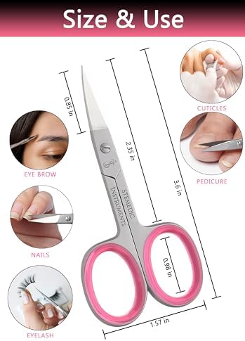 Curved Stainless Steel Eyebrow, Cuticle, Eyelash, and Nose Hair Trimmer Scissors - Small Size for Him and Her - Image 3