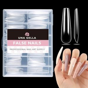 XXL Soft Gel Full Cover Clear Coffin Nail Tips 216 Piece Set