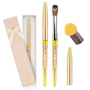 Acrylic Nail Brush - 100% Kolinsky Nail Brushes for Acrylic Application - Acrylic Powder Brush for Nail Art - Nail Brush Acrylic for Professional Manicure DIY Home Salon (#10, Gold)