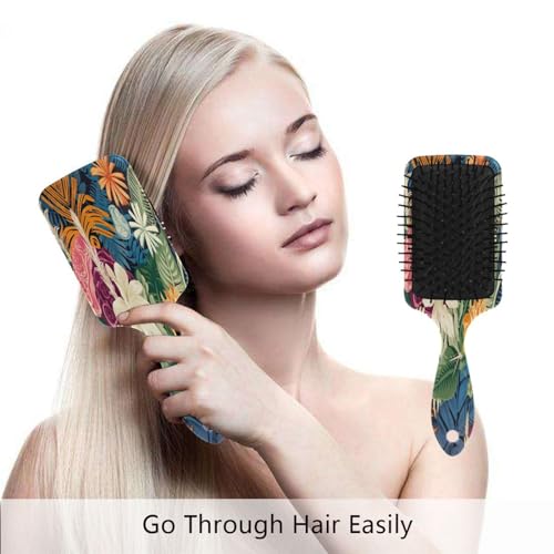 Traditional Hawaiian Style Floral in Multi Colors Air Cushion Hair Brush, Detangling Hair Brush, Anti Static Brush, Styling Brush - Image 4
