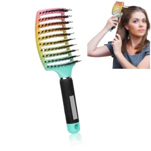 Detangling Brush, Detangler Hair Brush, Curved Vented Detangling Hair Brushes for Women Men & Kids’ Wet & Dry Hair, Long, Thick, Thin, Curly & Tangled Hair (Rainbow Color)