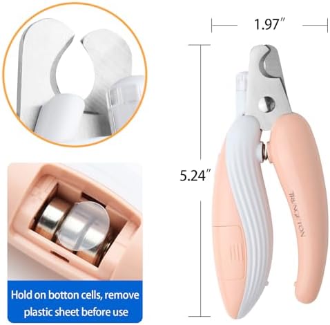 Safe Dog-Cat Nail Clipper and Trimmer with LED Light, Easy to Cut Toenail to Avoid Bloodline, Sharp and Durable Stainless Steel Blade for Dogs, Cats, Birds (Pink) - Image 6