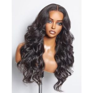 180 Density Natural Hair Body Wave Human Hair Wigs Glueless Wig Loose Wave 13X4 HD Lace Frontal Human Hair Wig Ready To Wear Wigs Brazilian Remy Human Hair Wig PrePlucked with Bleached Knots