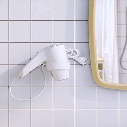 Hair Dryer Holder Wall Mounted, Bathroom Hair Dryer Holder, Self Adhesive Blow Dryer Holder Rack for Hair Dryer, Compatible with Most Hair Dryers (White, L 3.7”×W 2.1”×H 4.3”) - Image 4