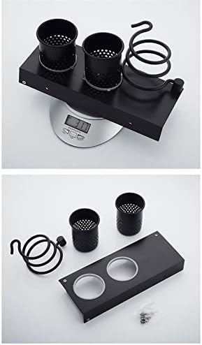 Black Bathroom Wall-Mount Hair Tool Organizer with Multiple Storage Slots - Image 4