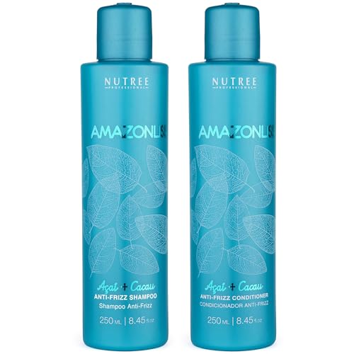 Amazonliss Home Care Anti Frizz Shampoo and Conditioner, Brazilian Bottox Expert 8.8 oz, Brush Set - Anti Frizz Action, Ultra Hydration, Detangle, Deep Conditioning, Nourishing (8.45 fl.oz Set) - Image 4