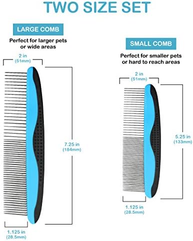 Pets First 2 Pack Dog Comb Small & Large PET Comb for Small & Large Breeds & Areas. Premium Anti-Slip Comfort Grip Ergonomic Handle for Your Dog & Cat with Durable Stainless-Steel - Image 3