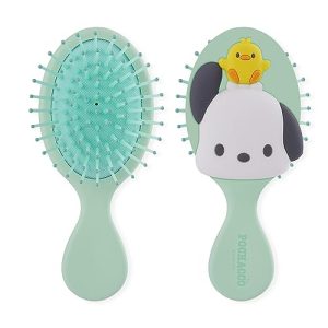 Cartoon Detangling Hair Brush，Kitty Mini Travel Hair Brush for Wet Dry，Oval Ultra-Soft Hairbrush for Hair Types(green)